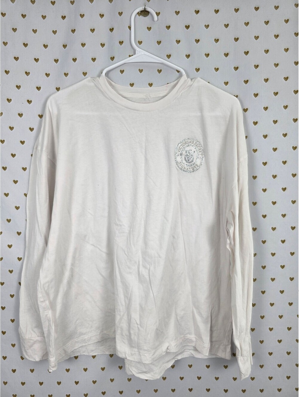 Victorias Secret White Signature Bling Long Sleeve Tee shirt  Medium